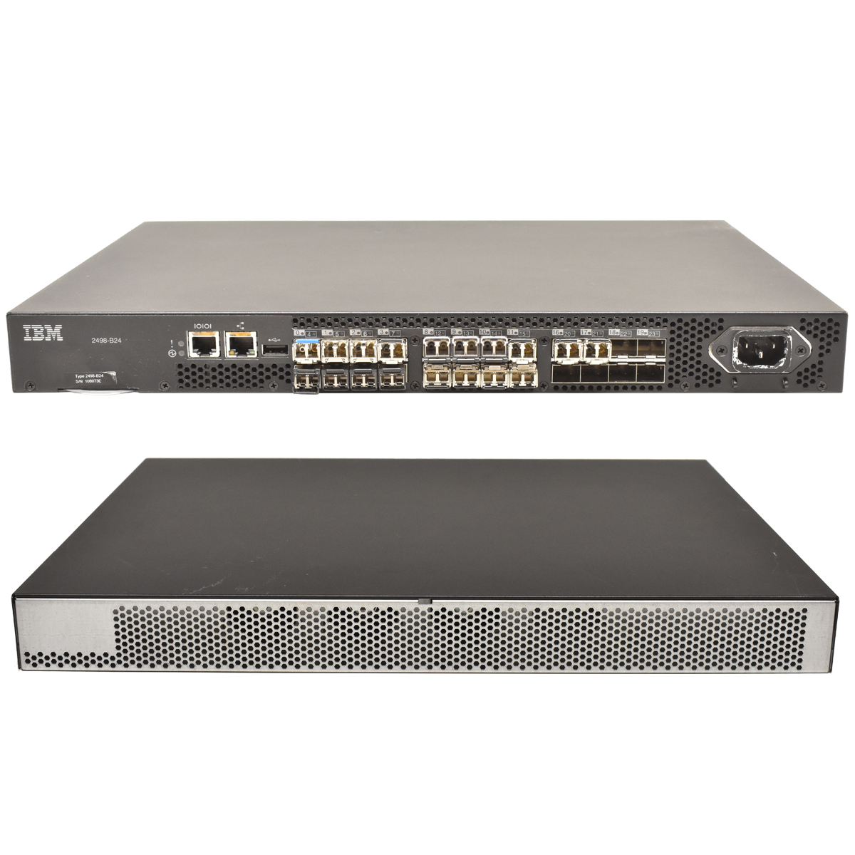 IBM 2498-B24/24E 8G Fibre Channel Switch 18 x 4/8G SFP Transc. 16 aktive Ports IBM 2498-B24/24E 8G Fibre Channel Switch 18x 4/8G SFP Transc. 16 active Ports