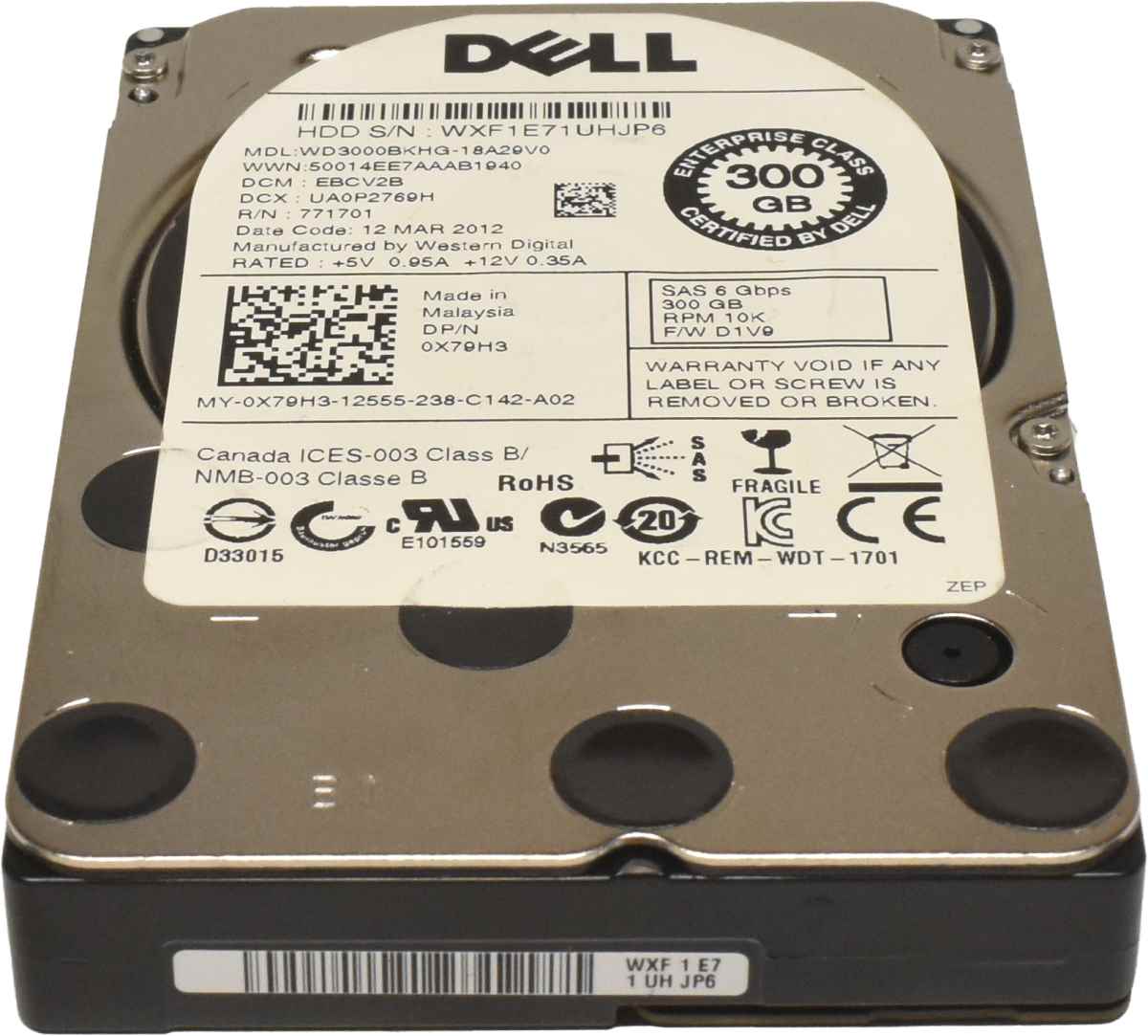 Dell 300GB 2.5" 6G 10K SAS HDD Festplatte WD3000BKHG-18A29V0 0X79H3 Dell 300GB 2.5" 6G 10K SAS HDD Festplatte WD3000BKHG-18A29V0 0X79H3