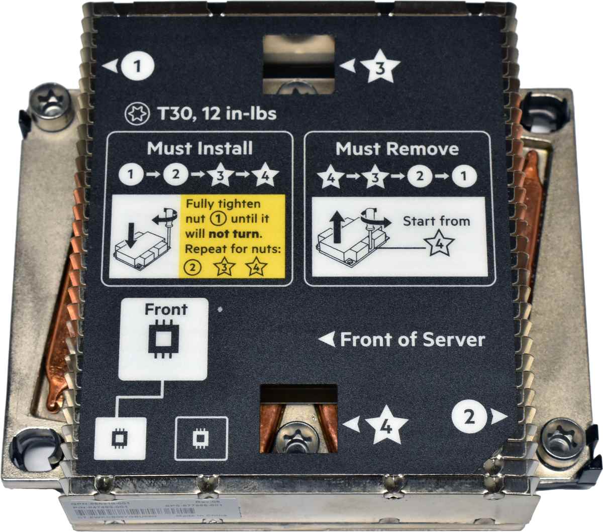HP 847492-001 865310-001 877965-001 CPU 2 Heatsink for ProLiant BL460C G10