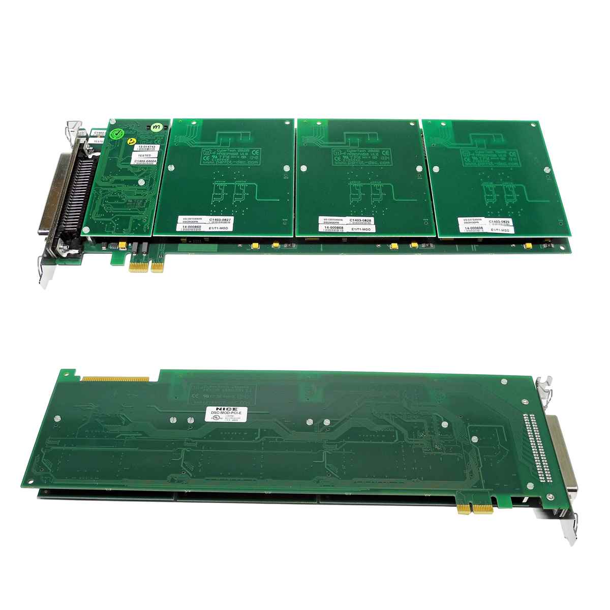 CyberTech 20gc01 MPEB11 PCIe x1 3E1/T1 Speech Converter Card + 3x 20d101 Module CyberTech 20gc01 MPEB11 PCIe x1 3E1/T1 Speech Converter Card + 3x 20d101 Module