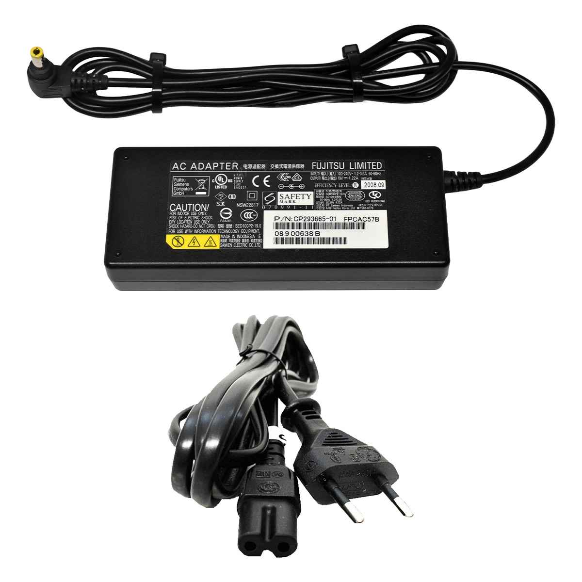 Fujitsu SED100P2-19.0 CP293665-01 FPCAC57B 80W AC Adapter 19V 4.22A +Power Cord