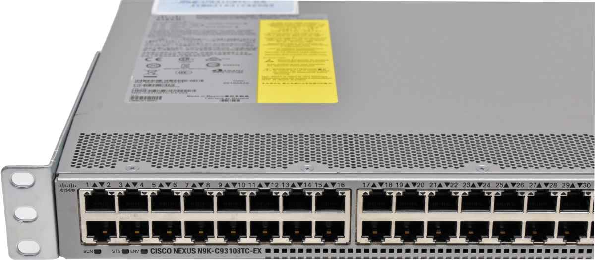 Cisco Nexus N9K-C93108TC-EX 48-Port RJ-45 10 GE Switch 6x 100G QSFP28 +Rack Ears blue FANs