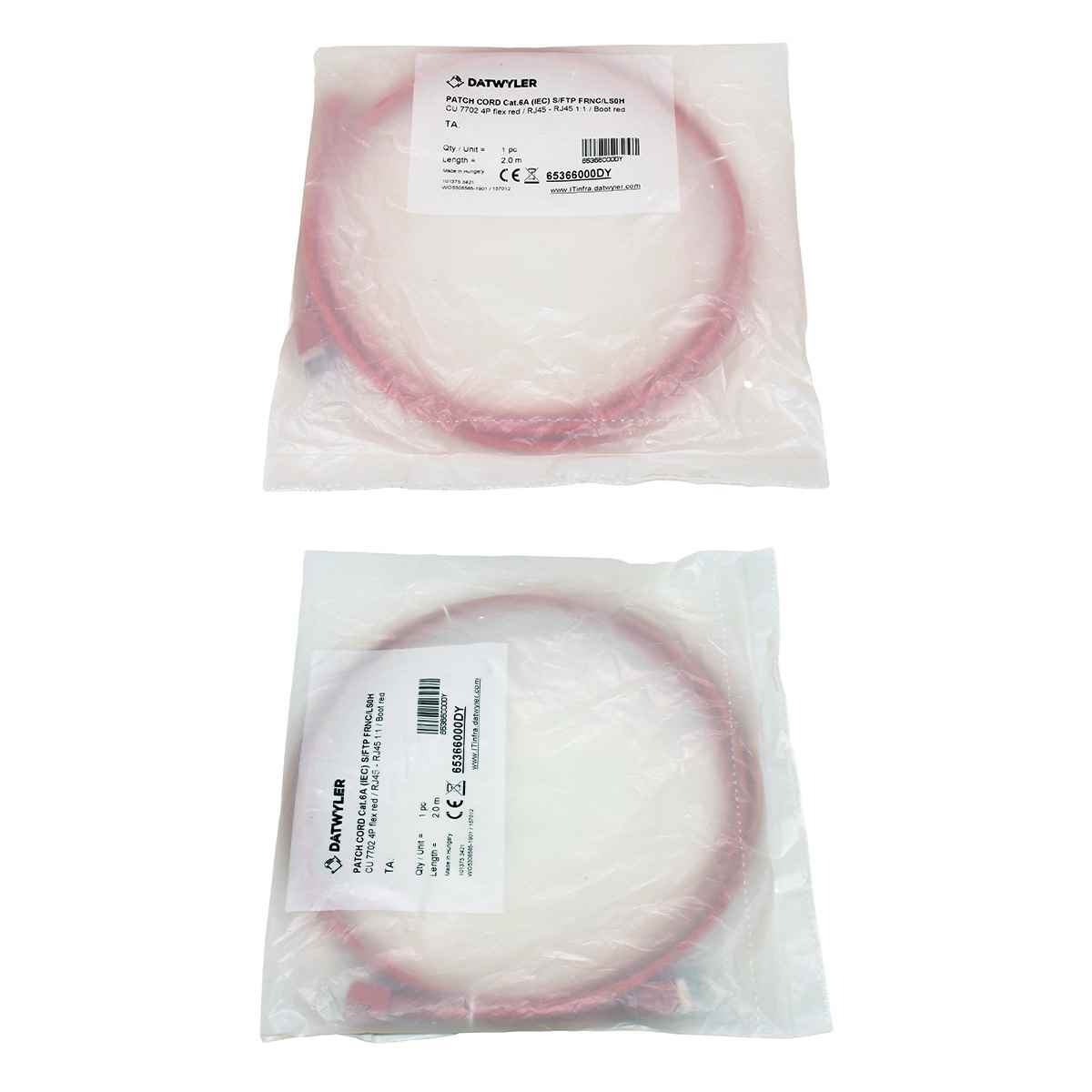 Dätwyler 2m 65366000DY Copper Patch Cord RJ-45 Cat.6A IEC red NEW NEU