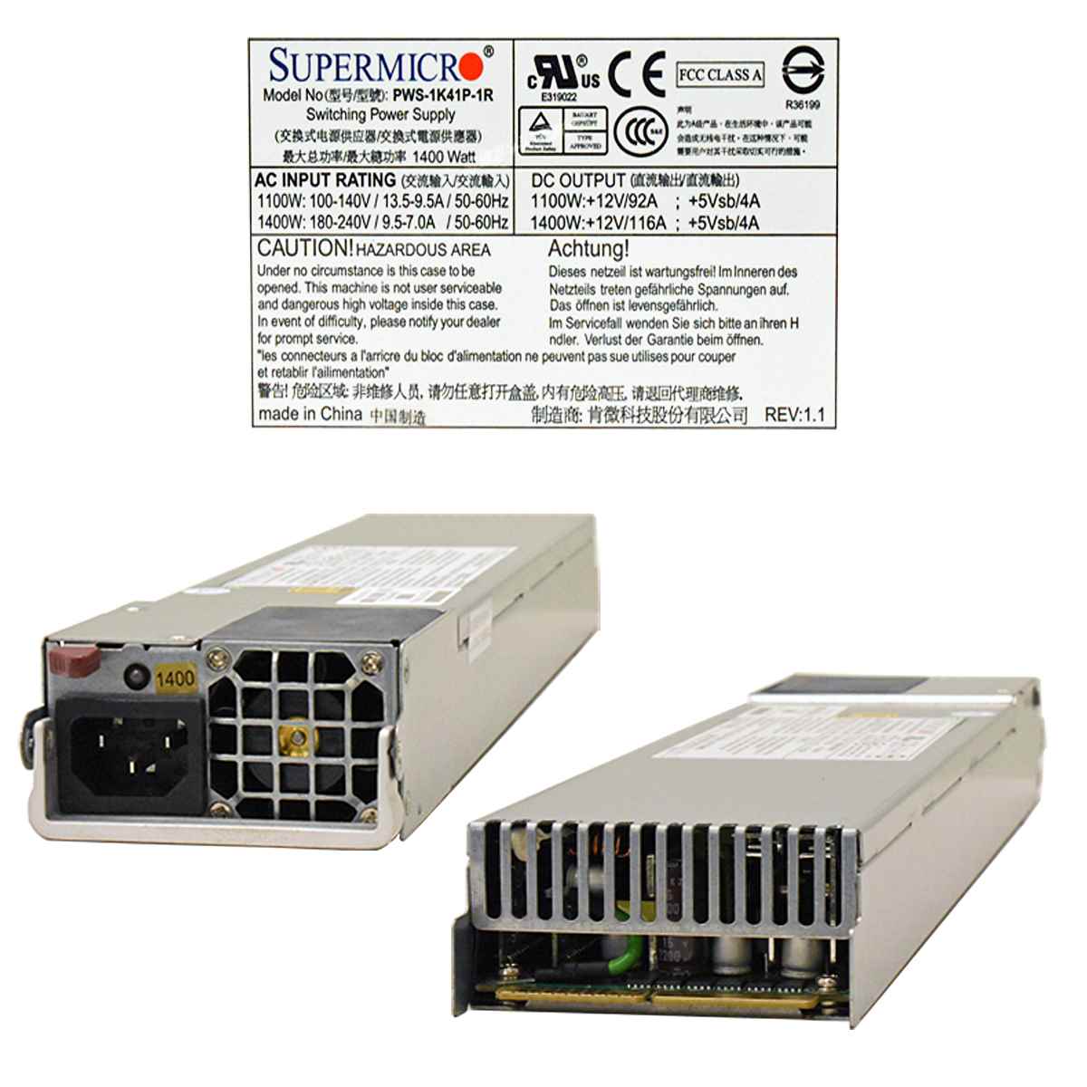 SUPERMICRO PWS-1K41P-1R Power Supply 672042046881 Netzteil 1400W SUPERMICRO PWS-1K41P-1R Power Supply 672042046881 Netzteil 1400W