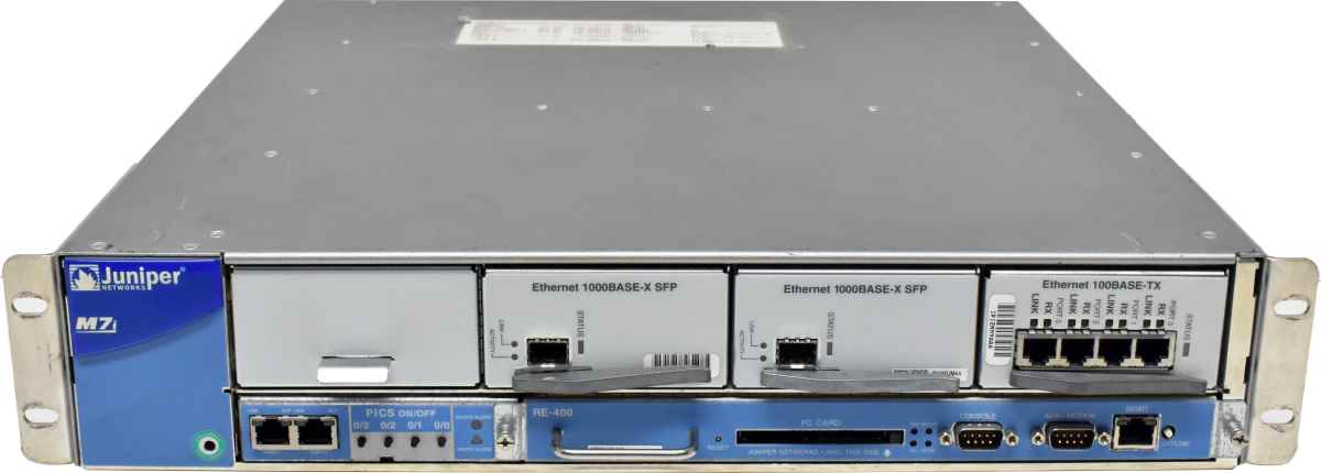 Juniper M7i +Module RE-400 +Module Ethernet 100Base-TX 2x Module Ethernet 1000Base-X SFP Juniper M7i +Module RE-400 +Module Ethernet 100Base-TX 2x Module Ethernet 1000Base-X SFP
