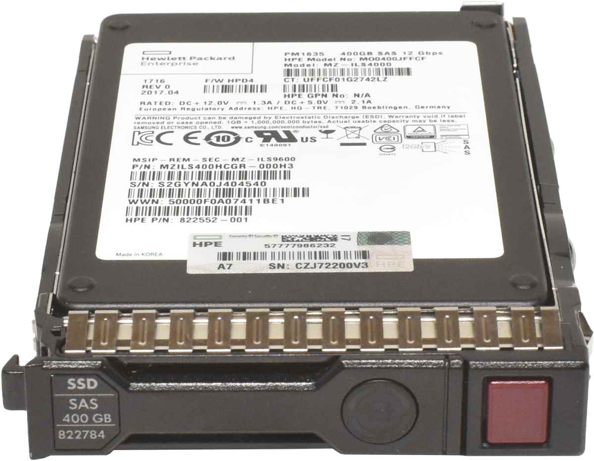 HP PM1635 400GB 2.5" SFF 12G SAS SSD MZ-ILS4000 822784-001 HP PM1635 400GB 2.5" SFF 12G SAS SSD MZ-ILS4000 822784-001 ProLiant DL120 Gen9, DL120 Gen9