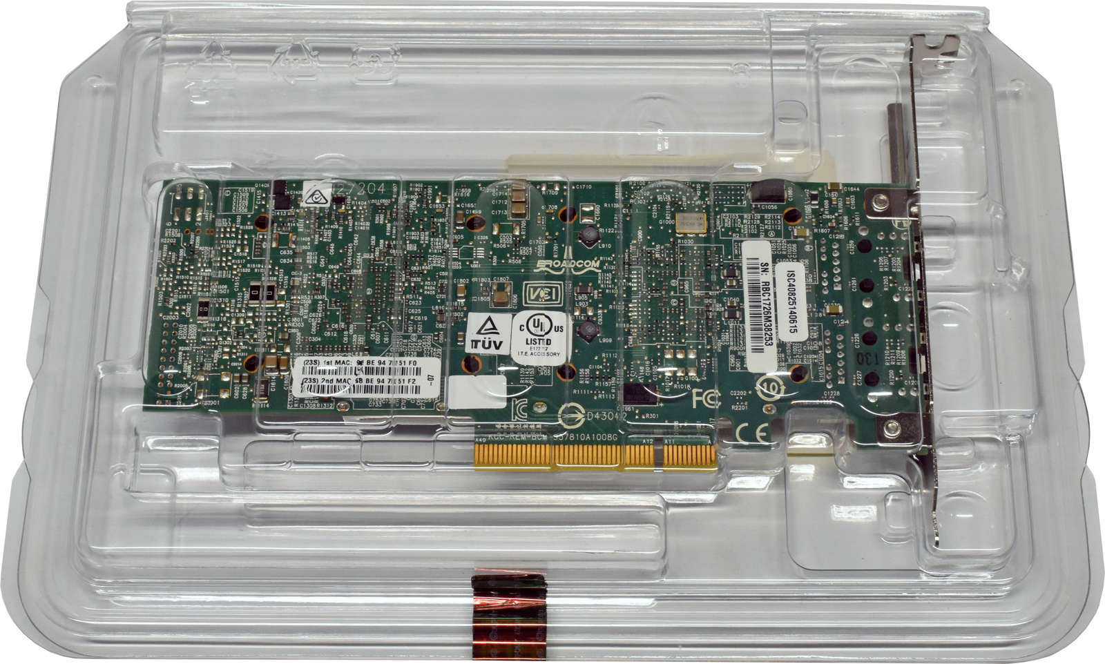 IBM-Dual-Port-EN0X-10Gb-s-BaseT-RJ45-PCIe-x8-FC-Se-004.jpg IBM Dual Port EN0X 10Gb/s BaseT RJ45 PCIe x8 FC Server Adapter 00E2718 BCM957810A1008I