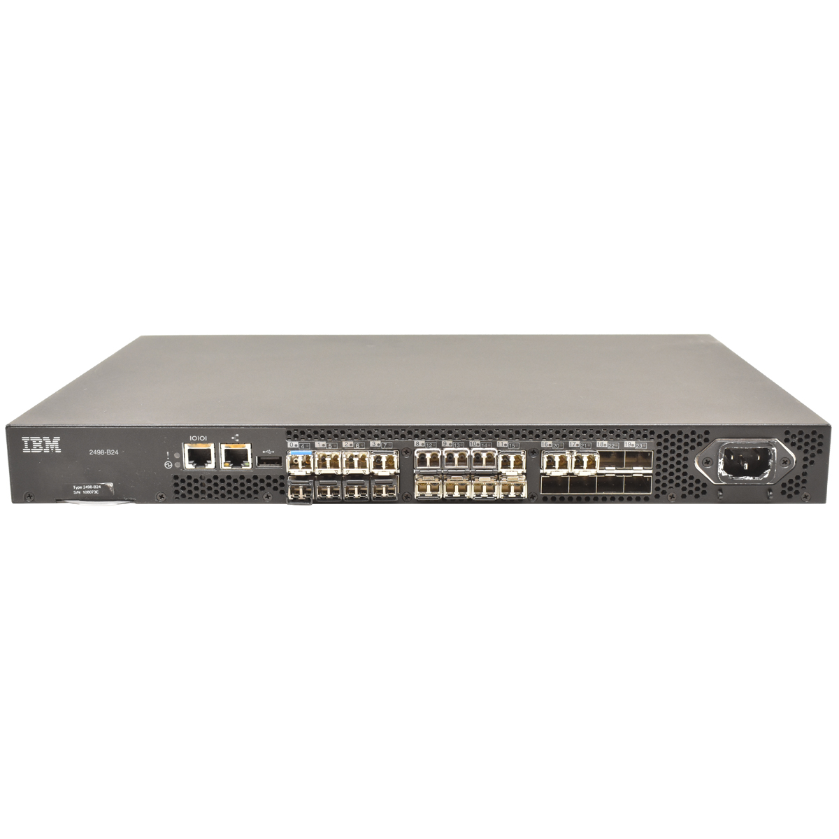 IBM 2498-B24/24E 8G Fibre Channel Switch 18 x 4/8G SFP Transc. 16 aktive Ports IBM 2498-B24/24E 8G Fibre Channel Switch 18x 4/8G SFP Transc. 16 active Ports
