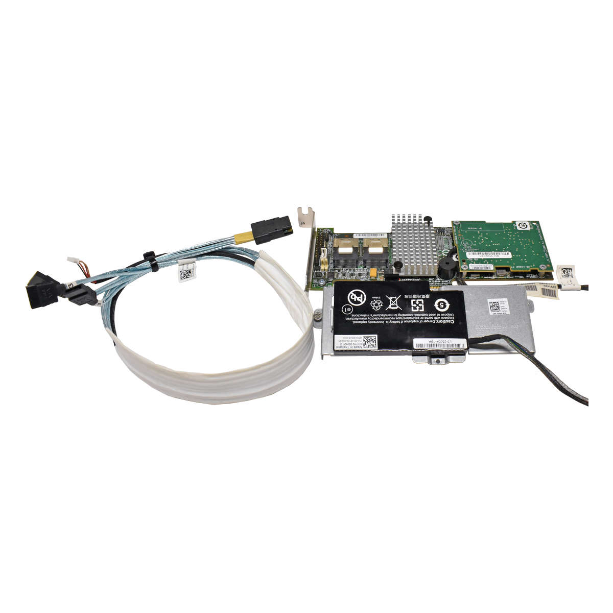 Dell-LSI-Raid-Controller-L3-25121-74B-003NDP-Inter-002.jpg Dell LSI Raid Controller L3-25121-74B 003NDP + Interposer Card + BBU auf Halterung + SAS/3xSATA Kabel LP