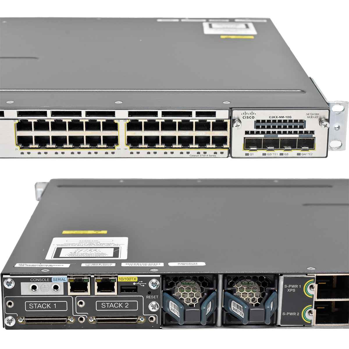 Cisco WS-C3750X-24T-E 24-Port RJ-45 GE Switch + 4-Port Modul C3KX-NM-10G Cisco Catalyst WS-C3750X-24T-S 24-Port RJ-45 GE Switch + 4-Port Modul C3KX-NM-10G