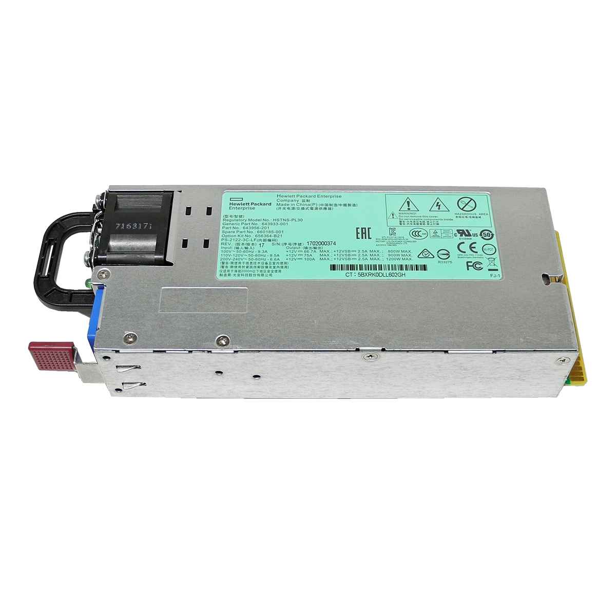 HP PS-2122-3C-LF Power Supply / Netzteil 1200W HSTNS-PL30 DL360 G8 660185-001 HP PS-2122-3C-LF Power Supply / Netzteil 1200W HSTNS-PL30 DL360 G8 660185-001