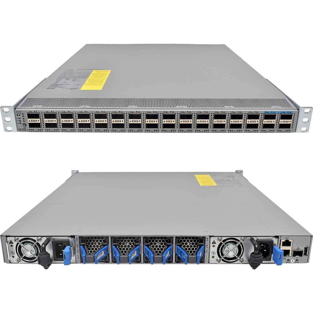 Cisco Nexus N9K-C93180LC-EX 32x 40/50G QSFP+ or 18x 100 QSFP28 GE Switch Rack Ears blue PSUs Cisco Nexus N9K-C93180LC-EX 32x 40/50G QSFP+ or 18x 100 QSFP28 GE Switch Rack Ears blue PSUs