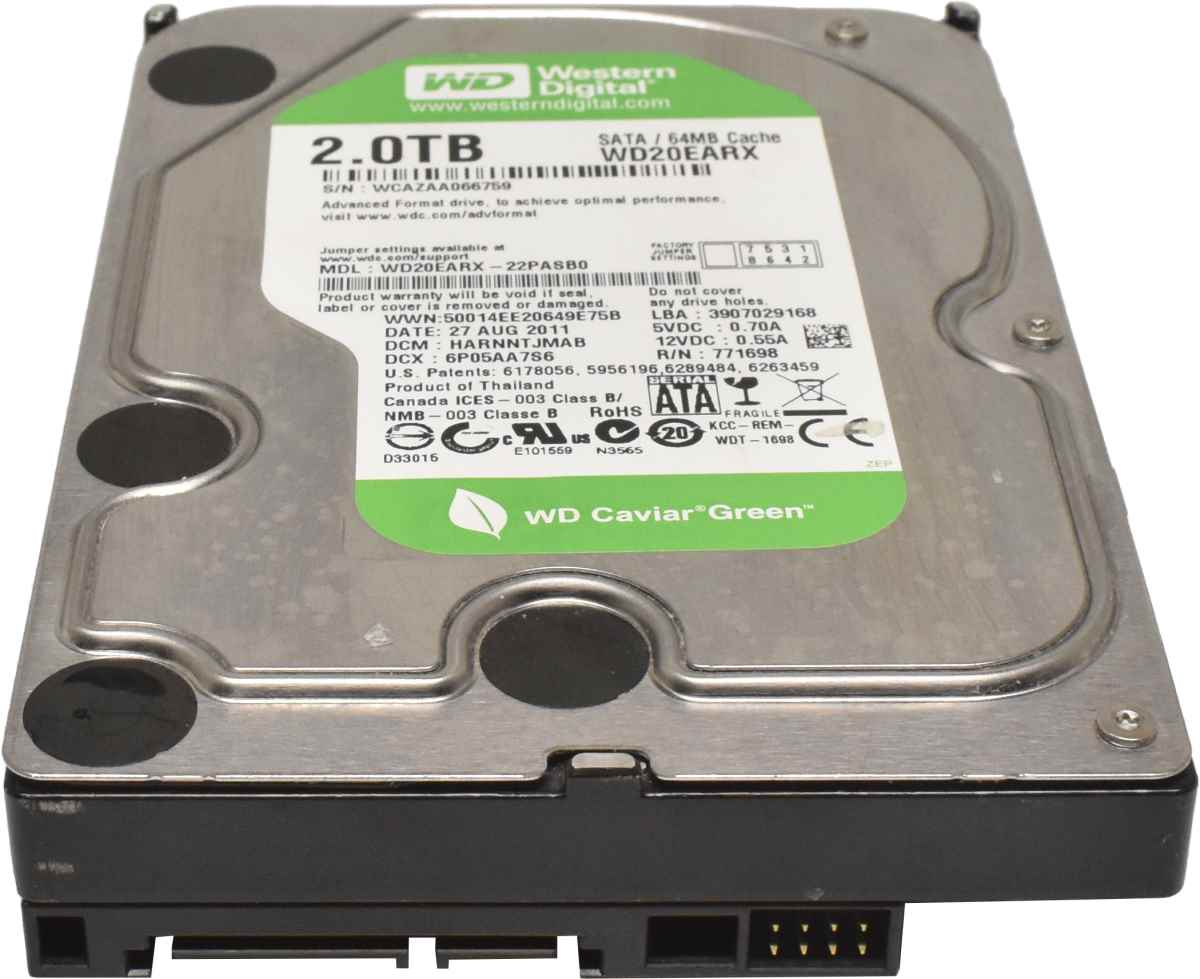WD 2TB 3.5" 7.2K 6G SATA HDD Festplatte WD20EARX-22PASB0