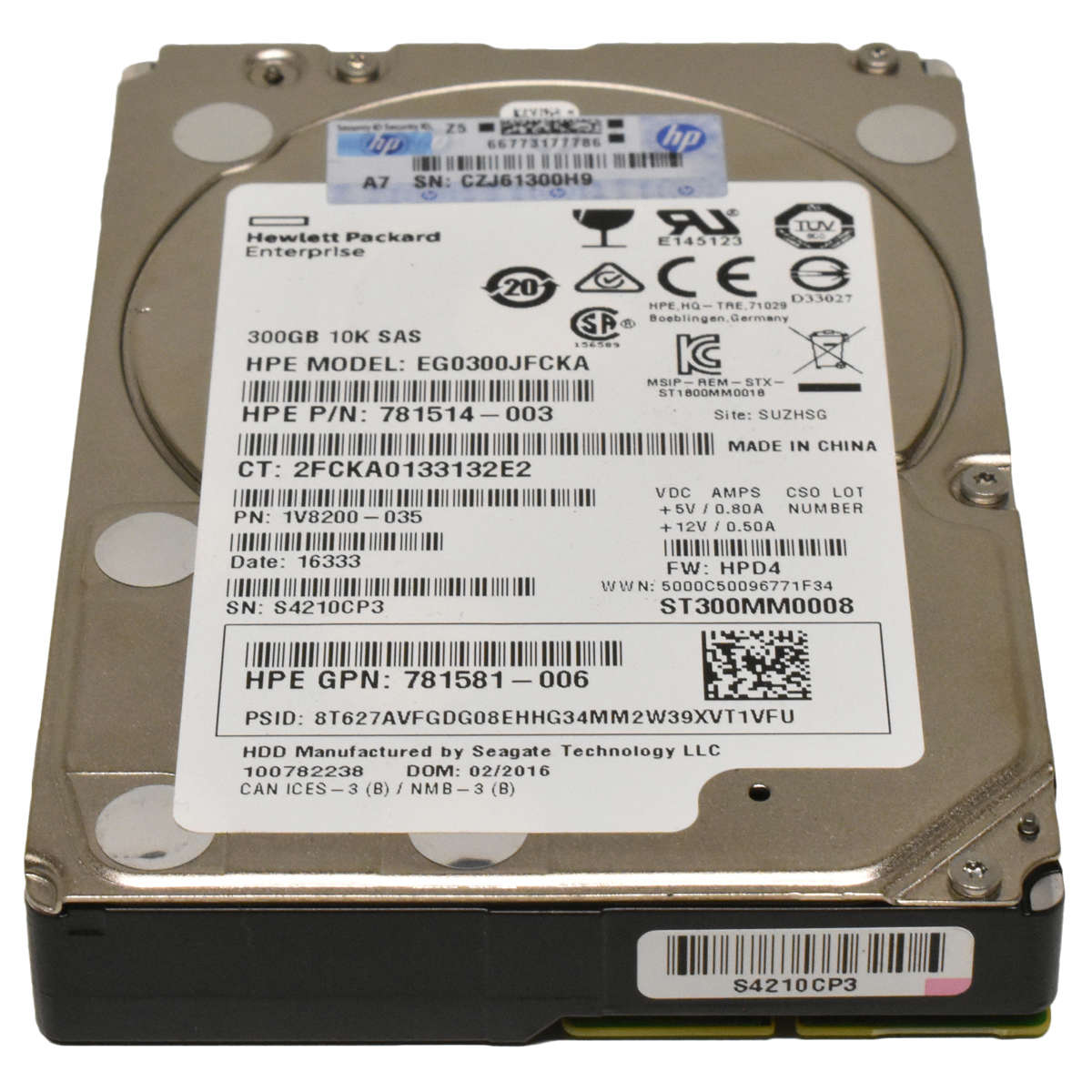 HP 300GB 2.5" 12G 10K SAS HDD Festplatte EG0300JEHLV 768788-001 652566-005 HUC101830CSS204