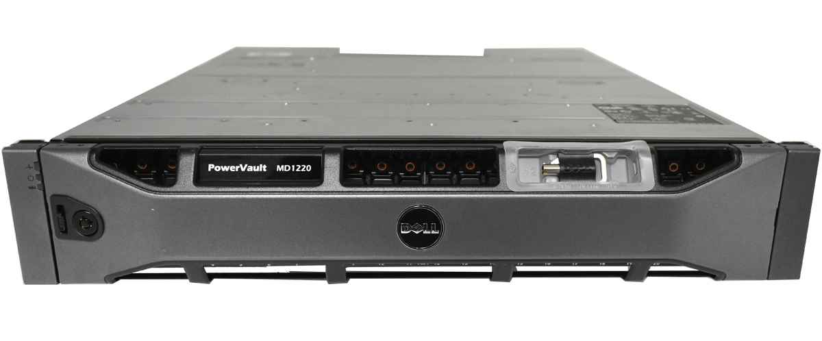 Dell PowerVault MD1220 2U 2x E01M001 SAS 6Gbps 2x 600W PSU 24x Bay 2.5 1x Bezel