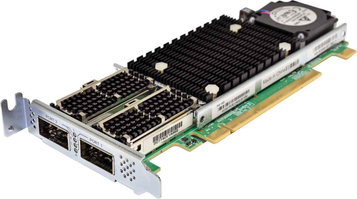 Cisco VIC 1385 UCSC-PCIE-C40Q-03 68-5350-07 Dual-Port QSFP+ 40GE FCoE PCIe 3.0 x16 LP Cisco VIC 1385 UCSC-PCIE-C40Q-03 68-5350-07 Dual-Port QSFP+ 40GE FCoE PCIe 3.0 x16 LP
