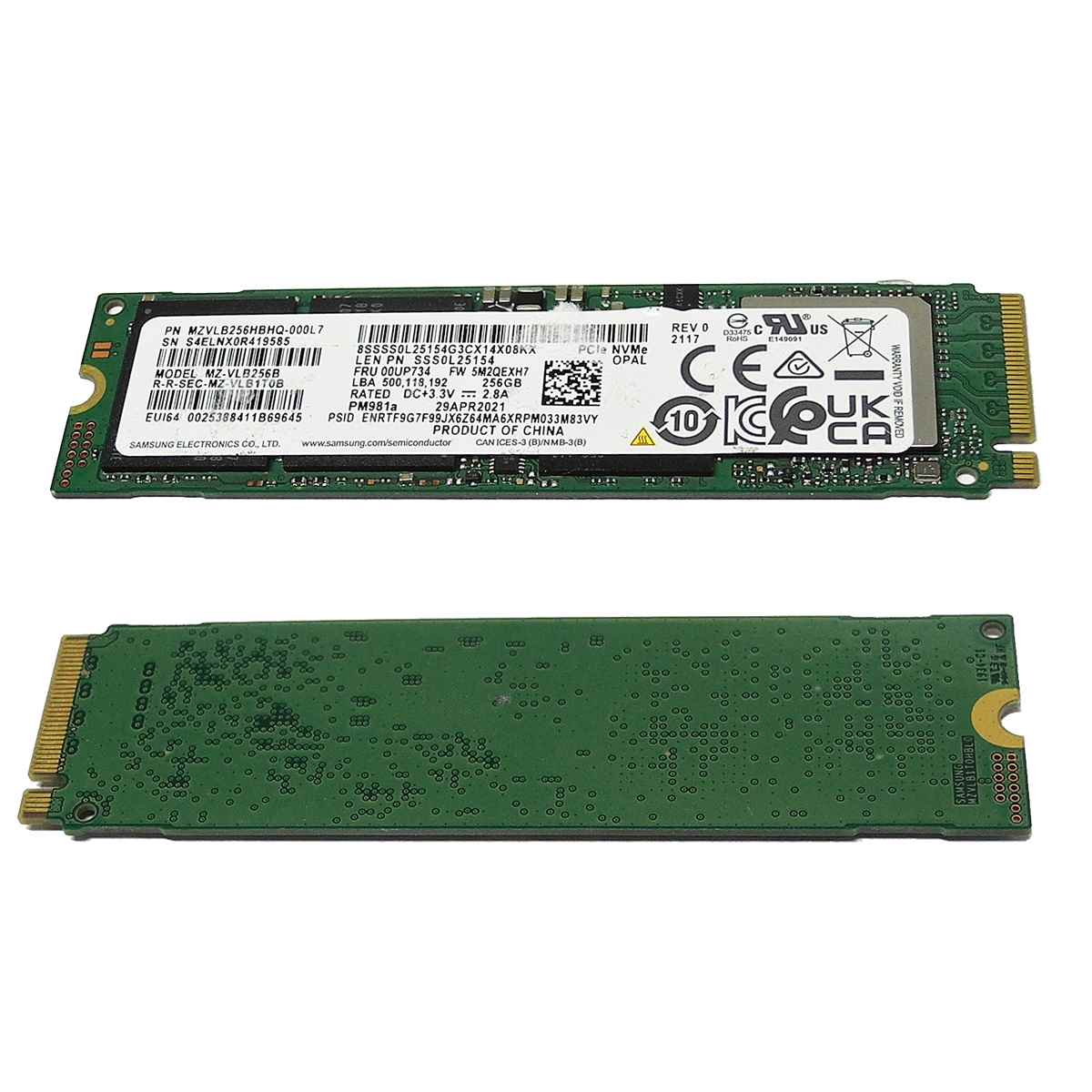 Lenovo 00UP734 Samsung PM981a MZ-VLB256B SSD 256GB M.2 2280 PCIe Gen3.0 x4 NVMe Lenovo 00UP734 Samsung PM981a MZ-VLB256B SSD 256GB M.2 2280 PCIe Gen3.0 x4 NVMe
