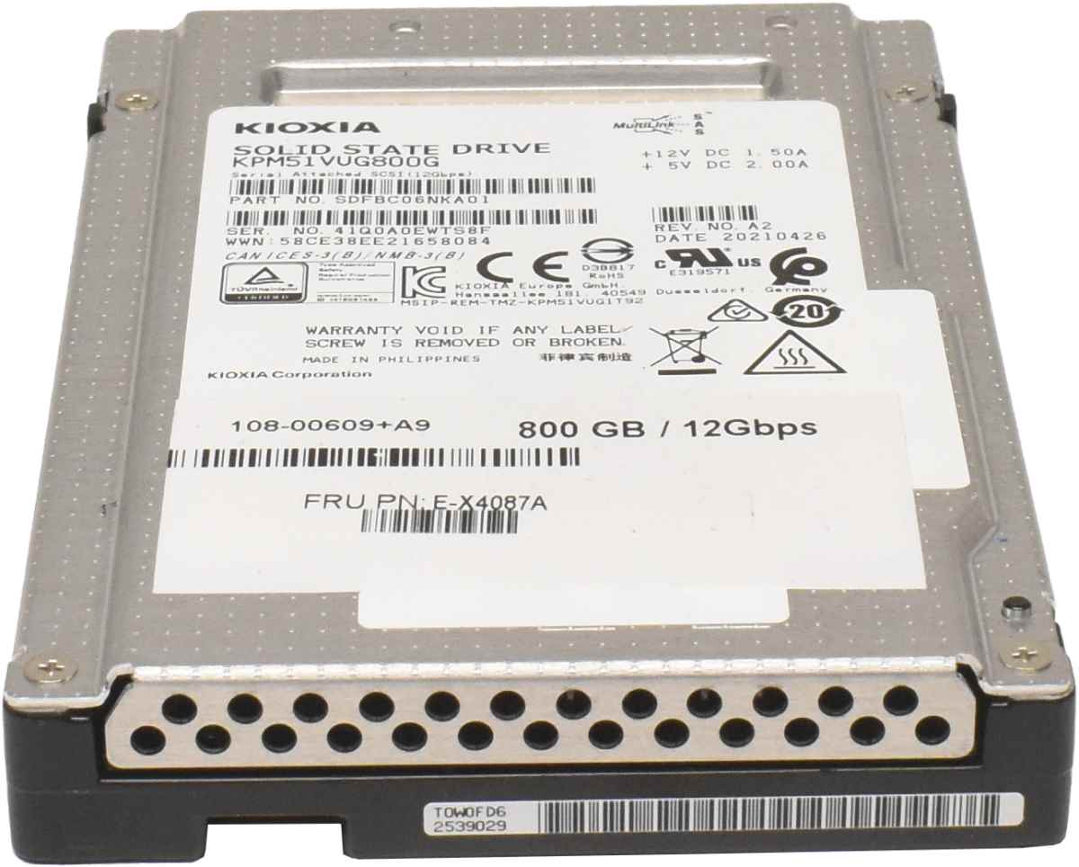 IBM Kioxia KPM51VUG800G 800GB 2.5" 12G SAS SSD 108-00609+A9 E-X4087A SDFBC06NKA01