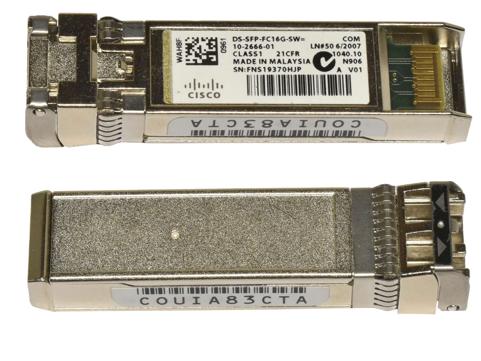 Cisco-Original-DS-SFP-FC16G-SW-SFP-1000Base-SX-16G-005.jpg 5 x Cisco Original DS-SFP-FC16G-SW SFP+ 1000Base-SX 16Gb Transceiver 10-2666-01