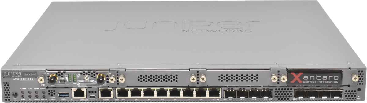Juniper SRX340-SYS-JB 8-Port RJ-45 GE 8-Port SFP GE Rack Ears + SRX-MP-LTE-AE OVP