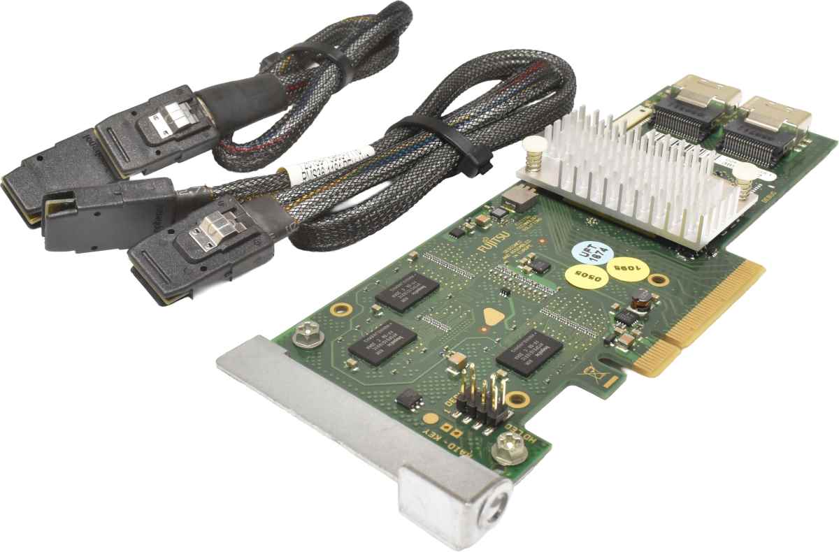 Fujitsu D2616-A22 GS1 6Gb PCle x8 SAS Raid Controller +2x SAS Kabel LP Fujitsu D2616-A22 GS1 6Gb PCle x8 SAS Raid Controller +2x SAS Kabel LP