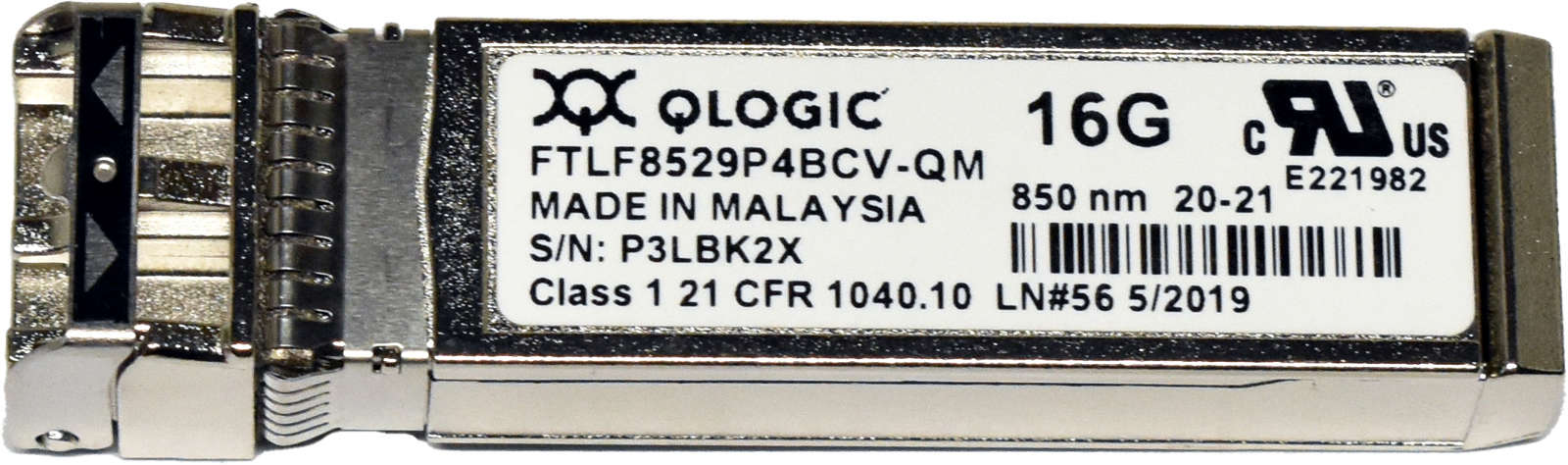 Qlogic-FTLF8529P4BCV-QM-L-850nm-MMF-100m-Duplex-LC-003.jpg Qlogic FTLF8529P4BCV-QM/L 850nm MMF 100m Duplex LC 16G SFP+ Transceiver Module