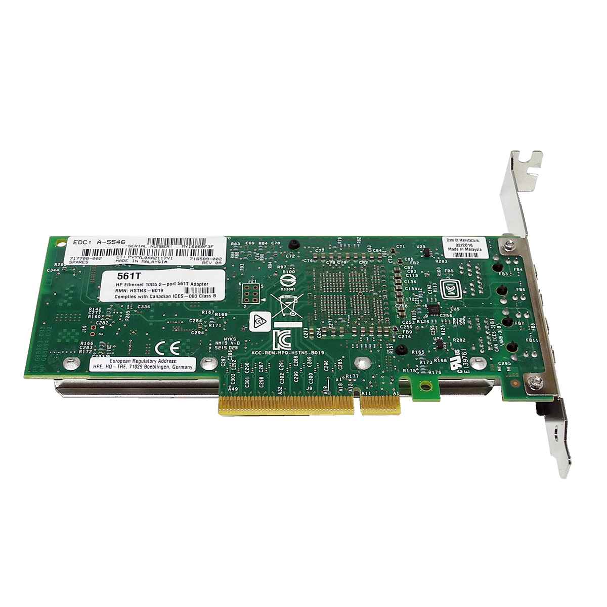 HP 561T Dual-Port PCIe x8 10Gbit Ethernet Network Adapter FP 717708-002 716589-002 HP 561T Dual-Port PCIe x8 10Gbit Ethernet Network Adapter FP 717708-002 716589-002