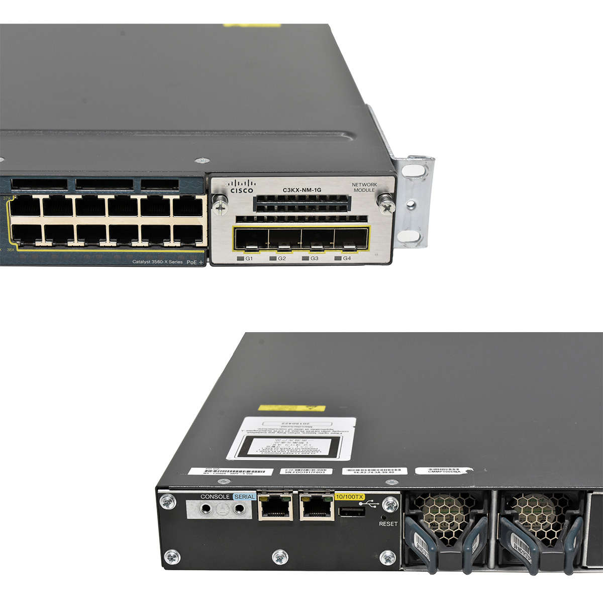 Cisco-Catalyst-WS-C3560X-48PF-S-48-Port-RJ-45-PoE-006.jpg Cisco Catalyst WS-C3560X-48PF-S 48-Port RJ-45 PoE+ GE Switch +C3KX-NM-1G 1x PSU