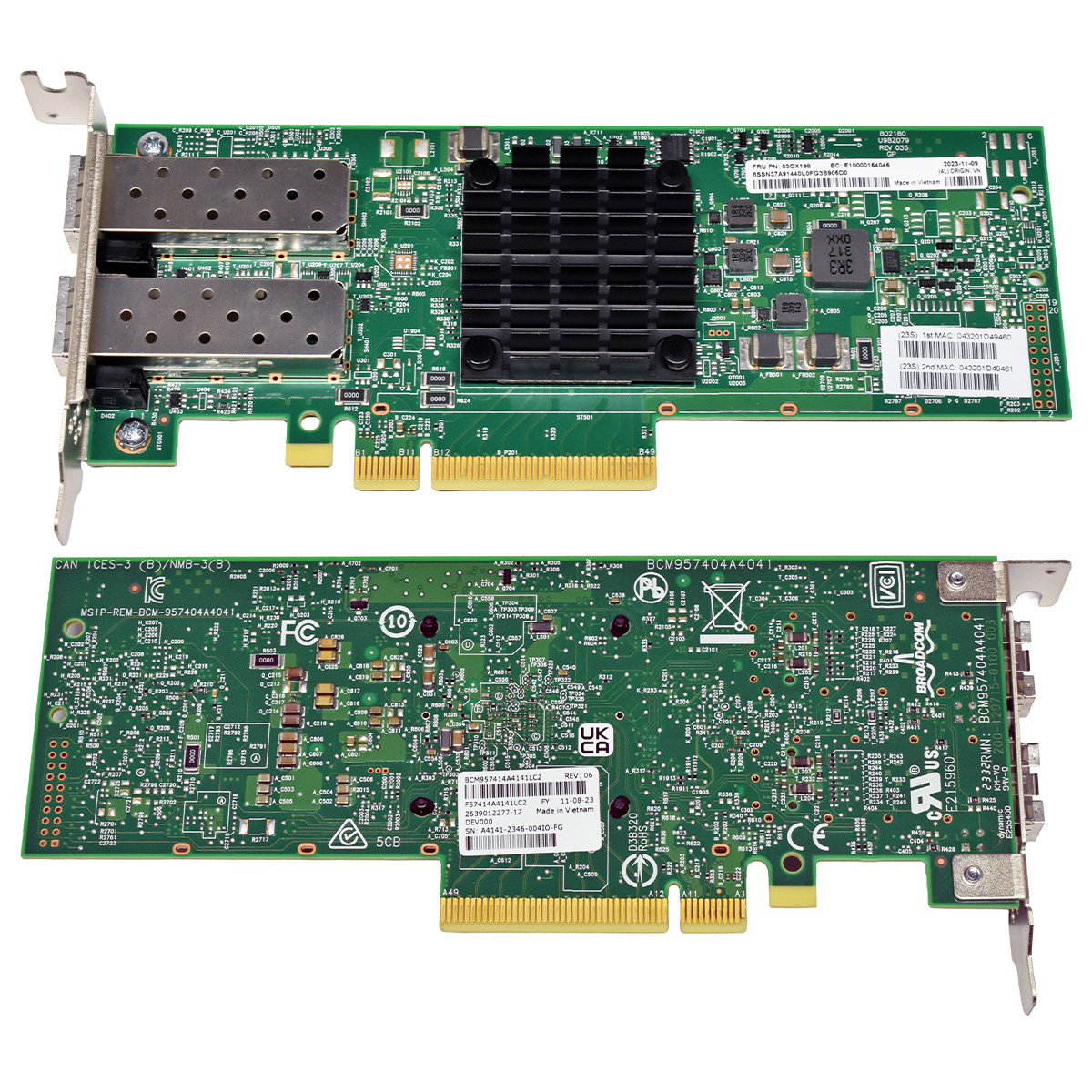 Lenovo BroadCom BCM57414 BCM957414A4141LC206 03GX198 Dual-Port SFP28 25GE NIC