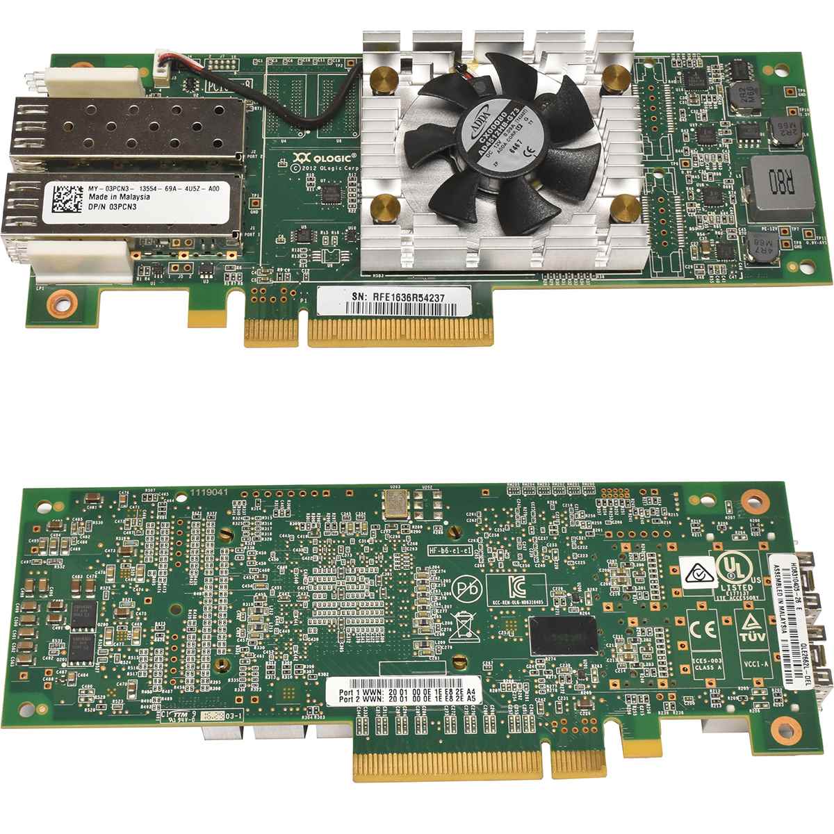 Dell QLogic QLE2662L-DEL Dual-Port 16Gb PCIe x8 FC Server Adapter 03PCN3 ohne Bracket