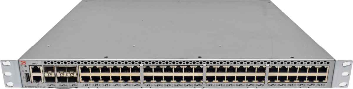 Brocade VDX 6710 BR-VDX6710-54-F 80-1004843-04 48-Port 1G RJ-45 FCoE Switch 6x 10G SFP+ Rack Ears Brocade VDX 6710 BR-VDX6710-54-F 80-1004843-04 48-Port 1G RJ-45 FCoE Switch 6x 10G SFP+ Rack Ears