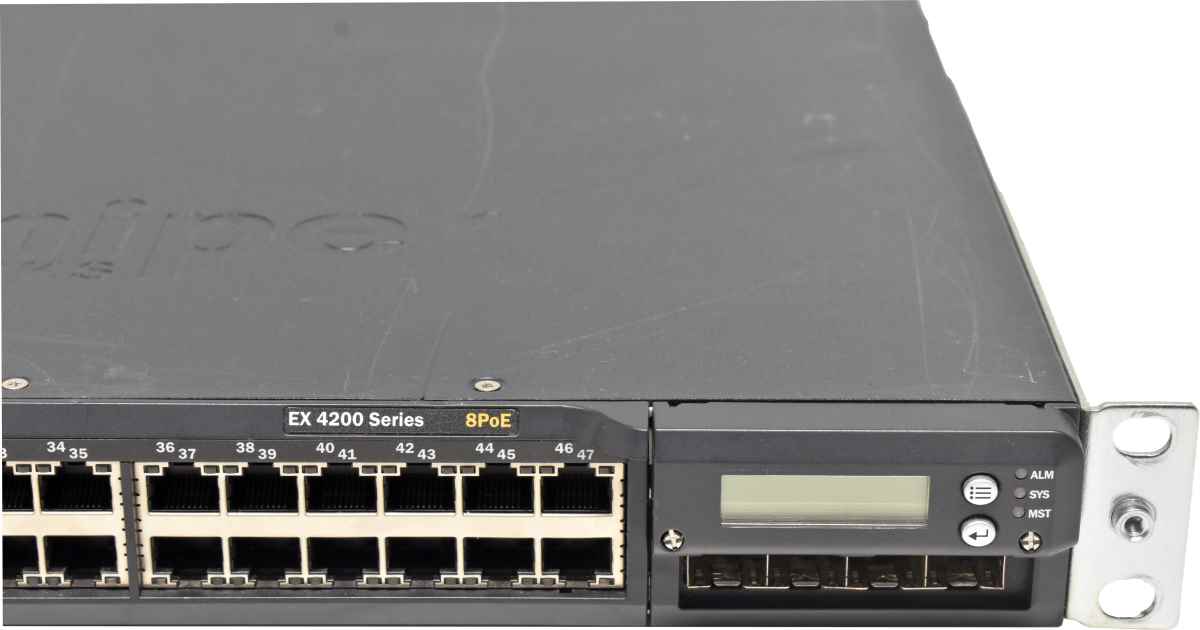 Juniper EX4200-48T 48-Port GE 8-Port PoE +Module 4x1G SFP Juniper EX4200-24T 24-Port GE 8-Port PoE +Module 4x1G SFP 1x PSU