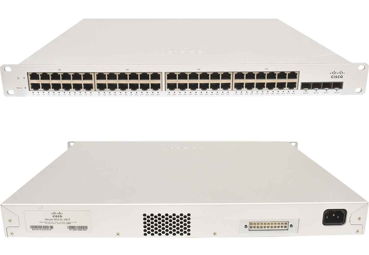 Cisco Meraki MS220-48LP 48-Ports PoE RJ-45 GE 4-Ports SFP GE Cloud Managed