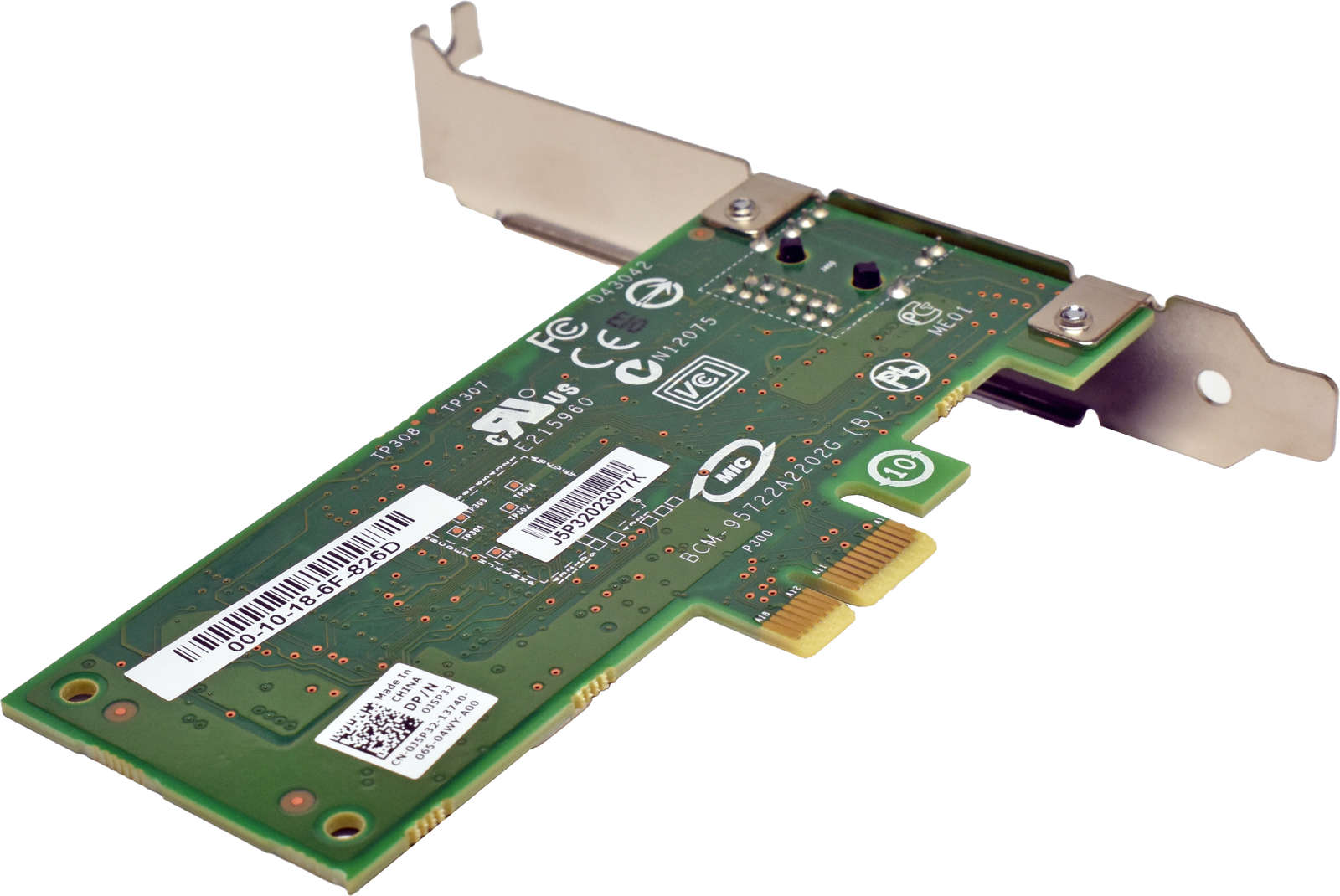 Dell Broadcom 0J5P32 BCM95722A2202G Single-Port NIC GE RJ-45 PCIe x1 FP