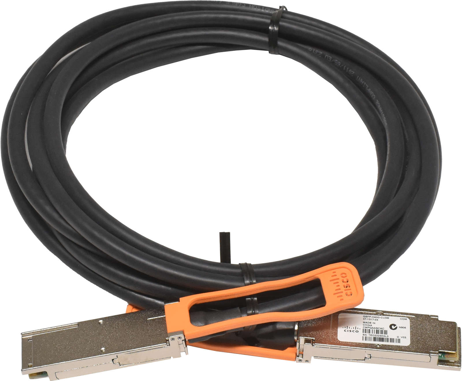 Cisco QSFP-H40G-CU3M 37-1317-03 3m 40G Passive Copper DAC Data Cable QSFP+ - QSFP+