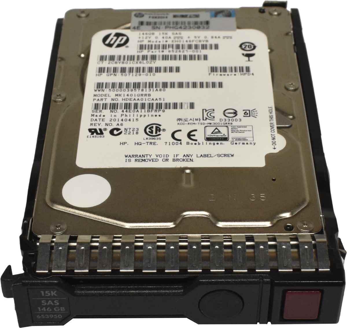 HP 146GB 2.5" 6G 10K SAS HDD Festplatte EH0146FCBVB 652625-001 507129-010 mit Rahmen