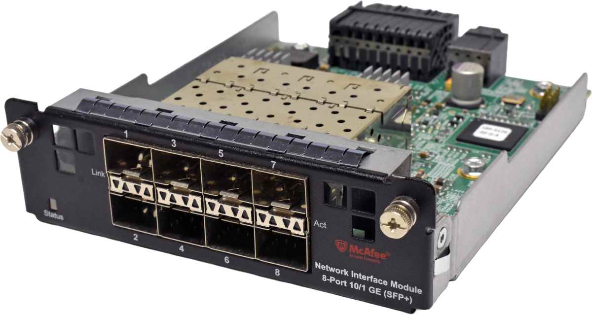 McAfee IAC-8P10NET-MOD 610-2050-00 8-Port 1/10GE SFP+ Interface Module for NS9100 NS9200 NS9300 McAfee IAC-8P10NET-MOD 610-2050-00 8-Port 1/10GE SFP+ Interface Module for NS9100 NS9200 NS9300
