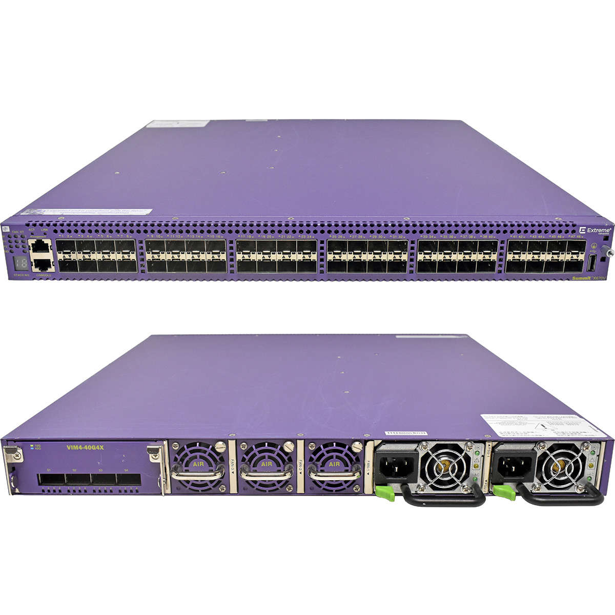 Extreme-Summit-X670V-48x-BF-17102-48-Port-SFP-10GE-005.jpg Extreme Summit X670V-48x-BF 17102 48-Port SFP+ 10GE Switch +VIM4 Module