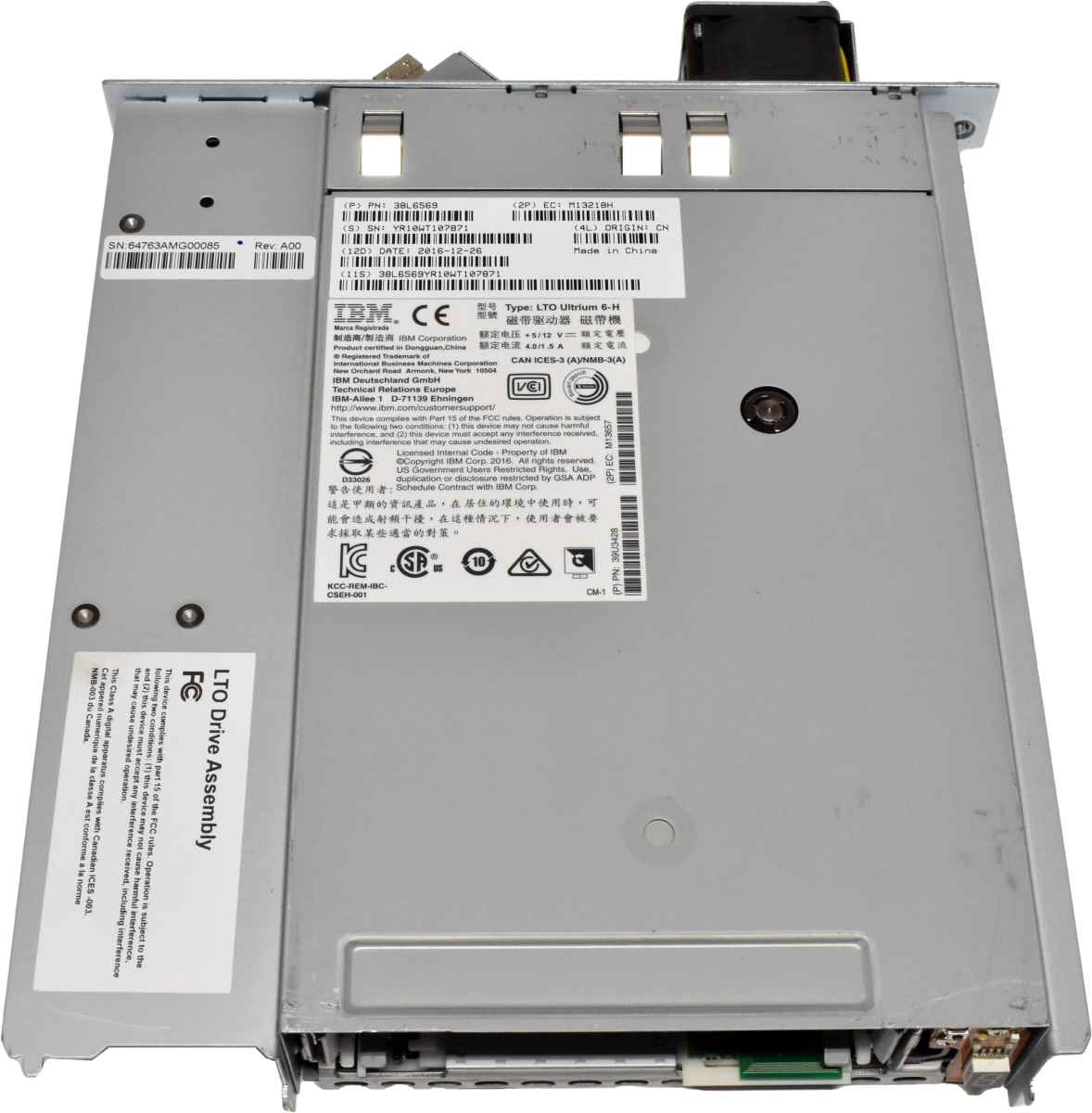 IBM 38L6569 LTO Ultrium 6-H FC Tape Drive/Bandlaufwerk für TS3200 Tape Library IBM 38L6569 LTO Ultrium 6-H FC Tape Drive/Bandlaufwerk für TS3200 Tape Library