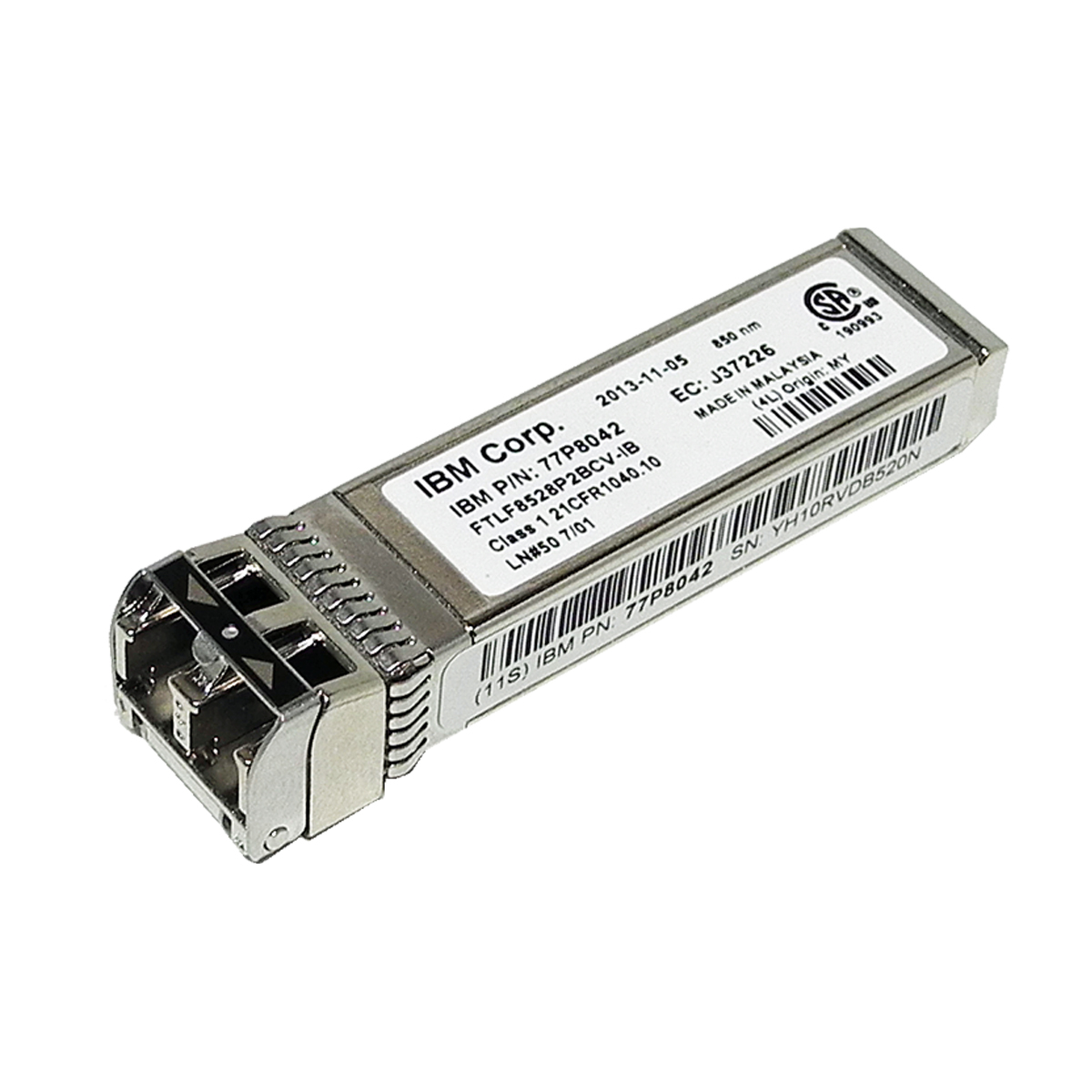 IBM Finisar FTLF8528P2BCV-IB/IK 8Gb SW 850nm SFP+ FC Transceiver 77P8042 31P1630 8 x IBM Finisar FTLF8528P2BCV-IB 8Gb SW 850nm SFP+ FC Transceiver 77P8042