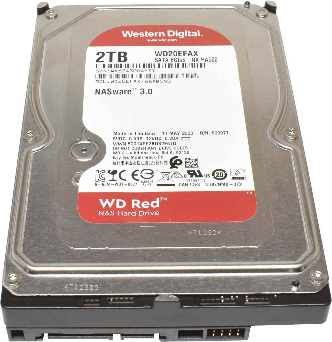 WD Western Digital Red NAS HDD 2TB 3.5" SATA 6Gb/s 5.4K WD20EFAX-68FB5N0