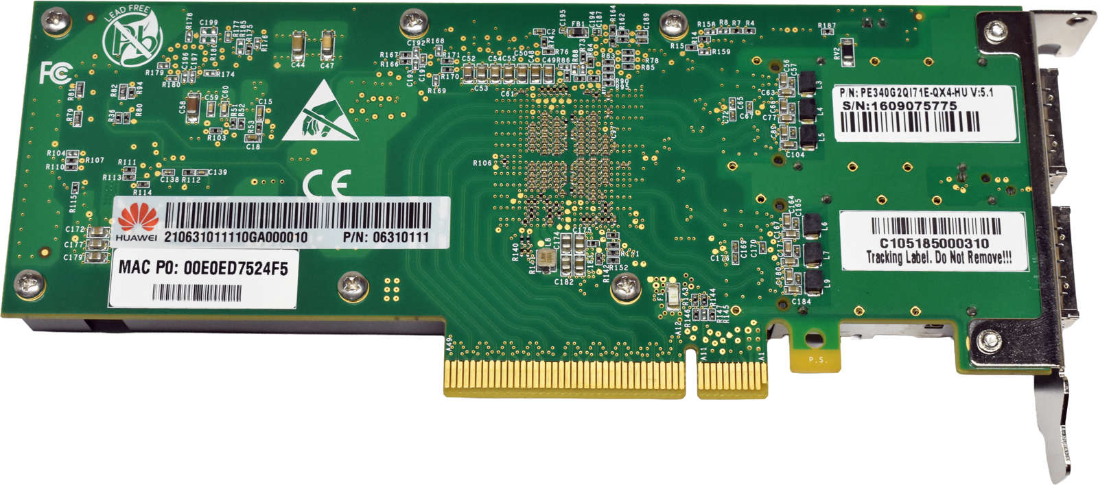 Huawei-PE340G2QI71E-QX4-HU-Dual-Port-NIC-40G-QSFP-004.jpg Huawei PE340G2QI71E-QX4-HU Dual-Port NIC 40G QSFP+ PCIe x8 LP