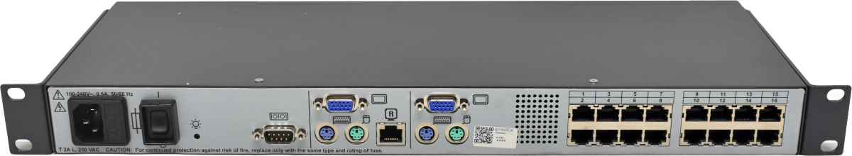 Fujitsu s2-1602 520-325-510 16-Port RJ-45 KVM Switch +Rack Ears