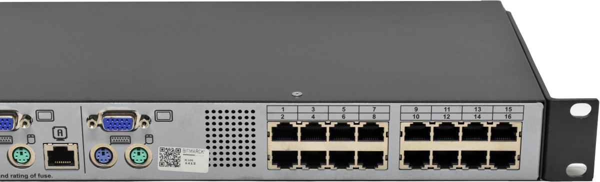 Fujitsu s2-1602 520-325-510 16-Port RJ-45 KVM Switch +Rack Ears
