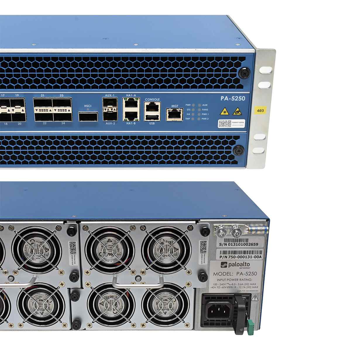 Paloalto PA-5250 750-000131-00A 16-Port SFP+ 10GE Firewall 4x 10G RJ-45 4x 40G/100G SFP28 +SSDs +HDDs +Mini GBICs