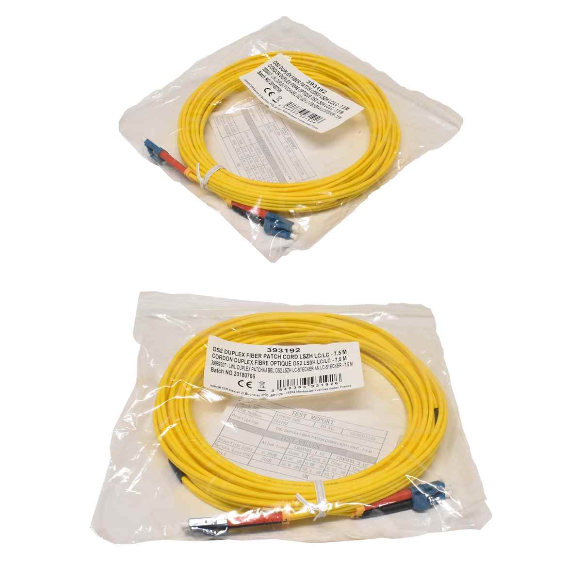 Corning OS2 Duplex Fiber patch Cord GELB LSZH LC/LC- 7,5m NEU NEW 80 x Corning OS2 Duplex Fiber patch Cord GELB LSZH LC/LC- 7,5m NEU NEW