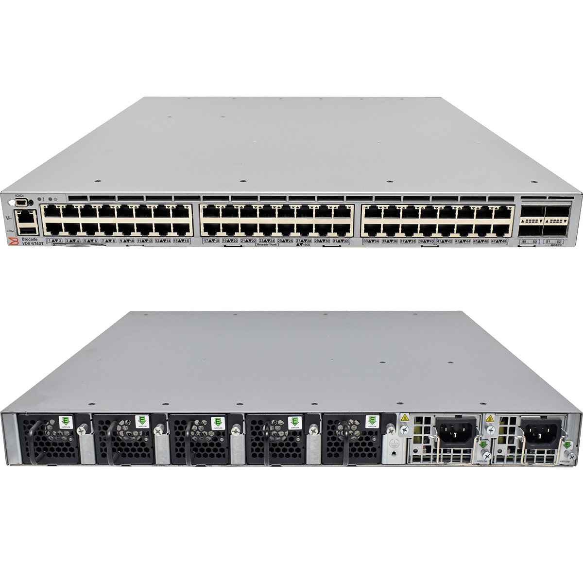 Brocade VDX 6740T XBR-VDX6740T-24-F 48-Port 10G RJ-45 Ethernet Switch 4x 40G QSFP+ Brocade VDX 6740T XBR-VDX6740T-24-F 48-Port 10G RJ-45 Ethernet Switch 4x 40G QSFP+