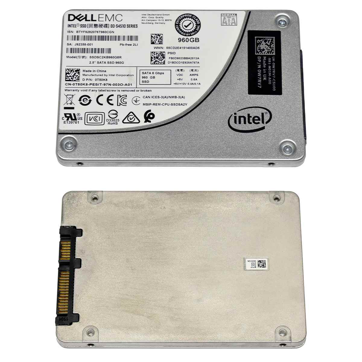 Dell EMC Intel D3-S4510 Series 960GB 0T50K8 SSDSC2KB960G8R 2,5" 7mm 6G SATA SSD