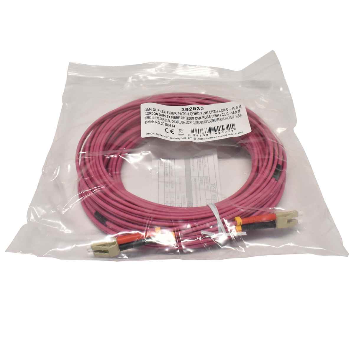 Corning OM4 Duplex FIBER Patch Cord Pink LSZH LC/LC-15m NEU NEW 100 x Corning OM4 Duplex FIBER Patch Cord Pink LSZH LC/LC-15m NEU NEW