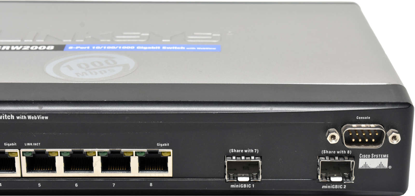 Linksys-SRW2008-8-Port-RJ-45-GE-Switch-2x-1G-SFP-C-005.jpg Linksys SRW2008 8-Port RJ-45 GE Switch 2x 1G SFP Combo +PSU